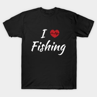 I Love Fishing Red Heartbeat T-Shirt